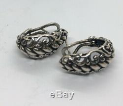 Carolyn Pollack Cp Signed Hoops Vintage Sterling Silver Earrings 925 Omega