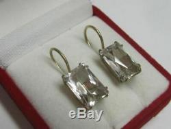 Chic Vintage Soviet Earrings Sterling Silver 875 Rock Crystal Stone Antique USSR