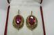 Chic Vintage Soviet Earrings Sterling Silver 875 Ruby Stone Antique Ussr