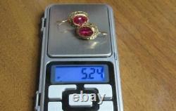 Chic Vintage Soviet Earrings Sterling Silver 875 Ruby Stone Antique USSR