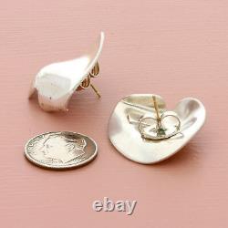 Christian dior sterling silver & 14k gold posts vintage flower petal earrings