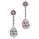 Classic Royal Vintage Style Dangle Drop Earrings With Pave White Cz & Pink Ruby
