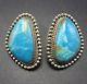 Classic Vintage Navajo Sterling Silver & Bright Blue Turquoise Earrings Pierced
