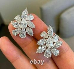 Classis Cluster Pear Marquise Stud Earring 925 Sterling Silver Statement Bijoux
