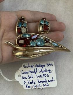Coro Craft brooch earrings Set Sterling Vintage / Antique 1940s Des. Pet. 146503