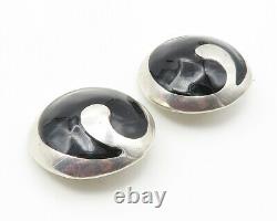 DESIGNER 925 Sterling Silver Vintage Black Onyx Non Pierce Earrings EG5764