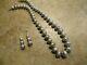 Dynamite Vintage Navajo Graduated Sterling Pearls Bead Necklace With Earrings