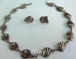 Danecraft R Sterling Silver Shell Necklace Or Bracelet & Screwback Earrings Vtg
