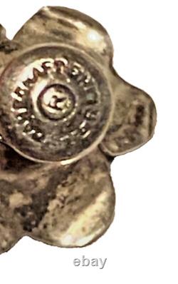 Danecraft Vintage Sterling Silver Flower Sculpture Screw Back Earrings