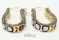 Dangliers. 925 Sterling Silver Vintage Inspired 2.79Ct Rose Cut Diamond Earrings