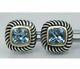David Yurman 14k Sterling Blue Topaz Albion Gold Silver Earrings Stud Vintage