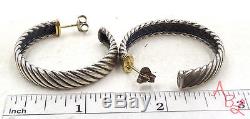 David Yurman 18K Gold & Sterling Silver Vintage Stud Hoop Earrings 15.4g 542669