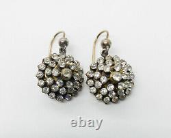 Dazzling Antique Victorian Paste Sterling Articulated Pierced Drop Earrings