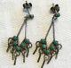 Delicate Vintage Zuni Sterling Silver & Petit Point Turquoise Dangle Earrings
