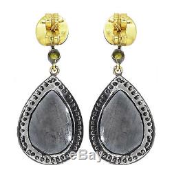 Diamond Spinel Dangle Earrings 14k Gold Sterling Silver Vintage Style Jewelry