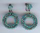 Dishta Vintage Zuni Indian Sterling Silver Flush Inlay Turquoise Dangle Earrings