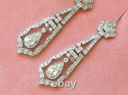 Drop Dangle Vintage Antique Wedding Earrings 2.65 Ct Diamond 925 Sterling Silver