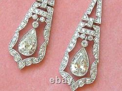 Drop Dangle Vintage Antique Wedding Earrings 3.65 Ct Diamond 925 Sterling Silver