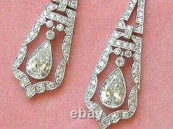 Drop Dangle Vintage Antique Wedding Earrings 3.65 Ct Moissanite 925 Silver