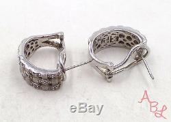 EFFY BH Sterling Silver Vintage 925 Basket Weave Diamond Earrings (9.5g) -499708