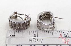 EFFY BH Sterling Silver Vintage 925 Basket Weave Diamond Earrings (9.5g) -499708