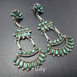 EXQUISITE Vintage ZUNI Sterling Silver TURQUOISE Snake Eye Petit Point EARRINGS