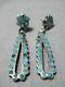 Early 1900's Vintage Zuni Snake Eyes Turquoise Sterling Silver Earrings Old