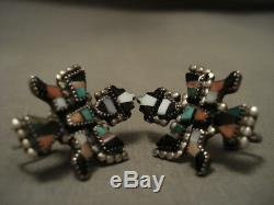 Early 1900's Vintage Zuni Turquoise Sterling Silver Earrings