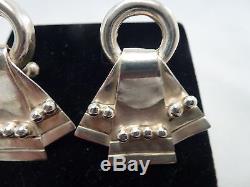 Early Vintage William Spratling Sterling Silver MODERN Clip Earrings Signed 19 G