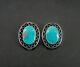 Earrings Morenci Turquoise Silver Sterling Stones Clip On Vintage Earrings