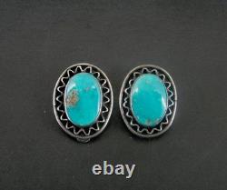 Earrings Morenci Turquoise Silver Sterling Stones Clip On Vintage Earrings