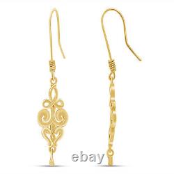 Elegant Vintage Swirls Drop Dangle Earrings 14k Yellow Gold Over Sterling Silver