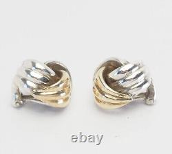 Elegant vintage 14k gold 925 sterling silver knot clip on earrings Tiffany Co