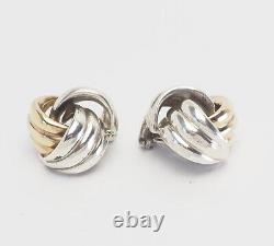 Elegant vintage 14k gold 925 sterling silver knot clip on earrings Tiffany Co