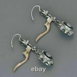 Engagement Drop Dangle Milgrain Earrings 925 Sterling Silver 2.84 Ct Diamond