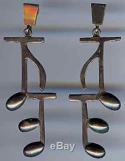Erika Hult De Corral Ric Large Vintage Mexico Sterling Silver Dangle Earrings