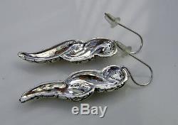 Estate Vintage John Hardy JAI Sterling Silver Swirl Dangle Long Pierced Earrings