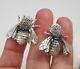 Estate Vintage Large Mexico Sterling Silver Bumble Honey Bee Pierced Earrings