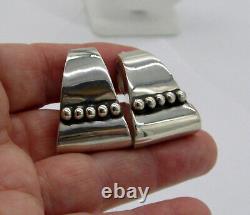 Estate Vintage Stunning Huge Designer PAT AREIAS Sterling Silver Clip Earrings