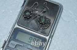 Exclusive Handmade Earrings Nephrite VTG Russian UKRAINE Sterling SILVER 916 OLD