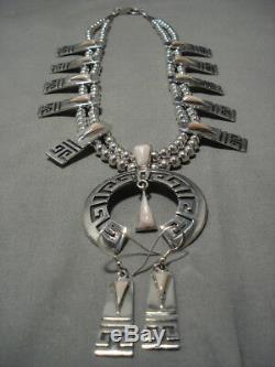 Exquisite Vintage Navajo Sterling Silver Bob Hildreth Necklace Earrings