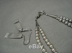 Exquisite Vintage Navajo Sterling Silver Bob Hildreth Necklace Earrings