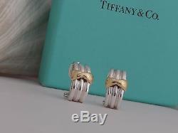 Extremely Rare! Vintage Tiffany & Co Sterling Silver & 750 18K Gold Bow Earrings