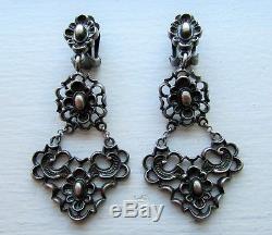 Fantastic Vintage Sterling Silver (835) Earrings Baroque Chandelier Hallmarked