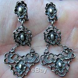 Fantastic Vintage Sterling Silver (835) Earrings Baroque Chandelier Hallmarked