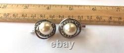 Fine Antique Soviet USSR Earrings Sterling Silver 925 Pearl Women's Jewelry Rare