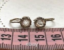 Fine Vintage Soviet Earrings Natural Rock Crystal stone Sterling Silver 875 USSR