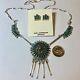 Fine Zuni Needlepoint Turquoise Necklace Earring Philander Gia Set Sterling Vtg