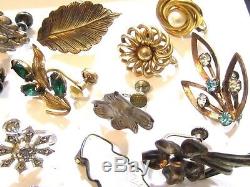 Floral Vintage Sterling Silver & Gold Filled Single Earrings Jewelry LotD933