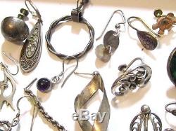 Floral Vintage Sterling Silver & Gold Filled Single Earrings Jewelry LotD933